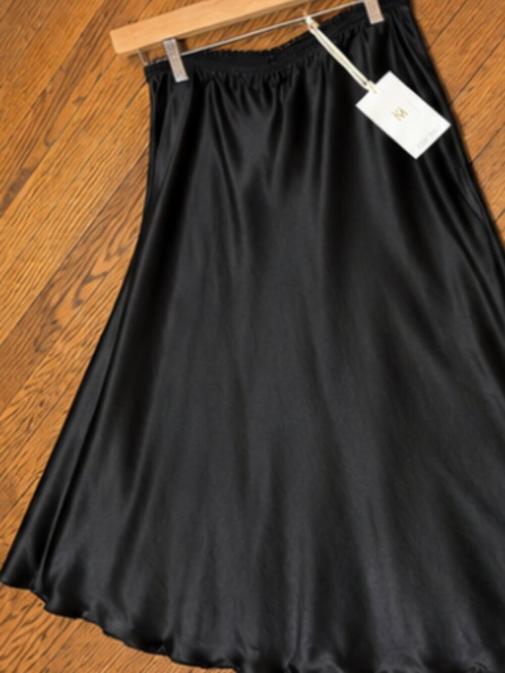 Milio Milano Black Silky Maxi Skirt – Size Small
